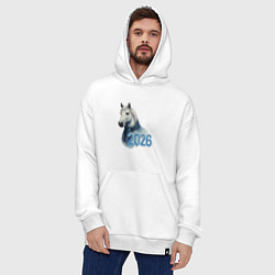 Толстовка-худи оверсайз Год лошади символ 2026, цвет: белый — фото 2