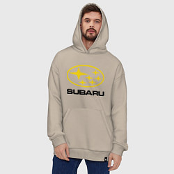 Толстовка-худи оверсайз Subaru Logo, цвет: миндальный — фото 2