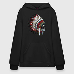 Толстовка-худи оверсайз Индеец, цвет: черный