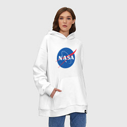 Толстовка-худи оверсайз NASA: Logo, цвет: белый — фото 2