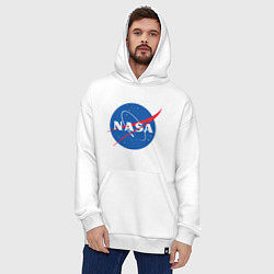 Толстовка-худи оверсайз NASA: Logo, цвет: белый — фото 2