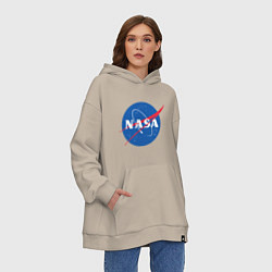 Толстовка-худи оверсайз NASA: Logo, цвет: миндальный — фото 2
