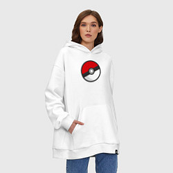 Толстовка-худи оверсайз Pokeball, цвет: белый — фото 2