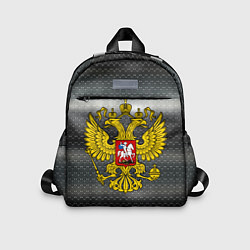 Детский рюкзак Герб России на металлическом фоне, цвет: 3D-принт