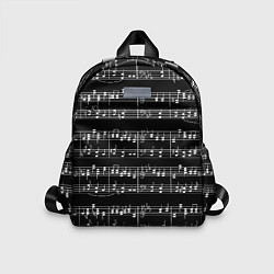 Детский рюкзак Ноты - белые на черном, цвет: 3D-принт