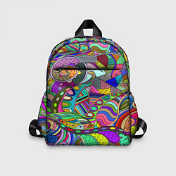 Детский рюкзак Дудлы узор разноцветный хиппи, цвет: 3D-принт