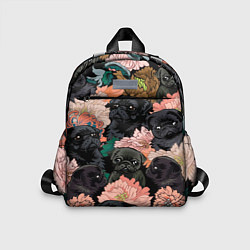 Детский рюкзак Мопсы и Цветы, цвет: 3D-принт