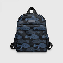Детский рюкзак Синие рыбы на темном фоне, цвет: 3D-принт