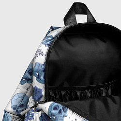 Детский рюкзак Узор Голубые черепа с цветами, цвет: 3D-принт — фото 2