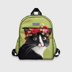 Детский рюкзак Кот и цветы, цвет: 3D-принт
