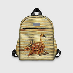 Детский рюкзак Золотой фламинго и цветок, цвет: 3D-принт