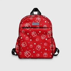 Детский рюкзак Новогодние подарки на красном фоне, цвет: 3D-принт