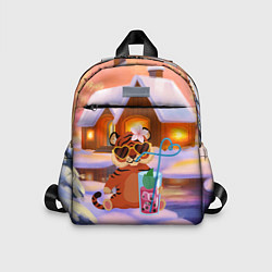 Детский рюкзак Тигрица на отдыхе с коктейлем, цвет: 3D-принт
