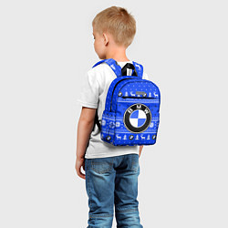 Детский рюкзак НОВОГОДНИЙ СВИТЕР БМВ СИНИЙ, цвет: 3D-принт — фото 2
