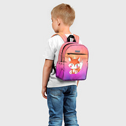 Детский рюкзак Маленький рыжий лисенок с короной, цвет: 3D-принт — фото 2