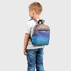 Детский рюкзак Градиент акварельный с золотым сияющим глиттером Б, цвет: 3D-принт — фото 2
