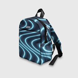 Детский рюкзак Неоновый свет Волны голубые на темном фоне, цвет: 3D-принт — фото 2