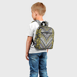 Детский рюкзак Абстрактный узор в стиле дудл Желтый, серый и белы, цвет: 3D-принт — фото 2