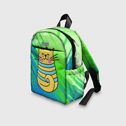 Детский рюкзак Желтый кот в зеленую полоску, цвет: 3D-принт — фото 2