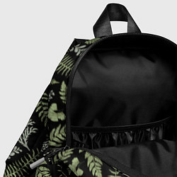 Детский рюкзак Зелёные листья папоротника на черном фоне, цвет: 3D-принт — фото 2
