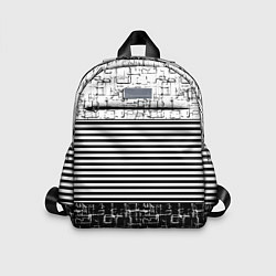 Детский рюкзак Черно-белый комбинированный абстрактный с полосаты, цвет: 3D-принт