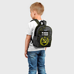 Детский рюкзак Имя Глеб и желтый символ СССР со звездой, цвет: 3D-принт — фото 2