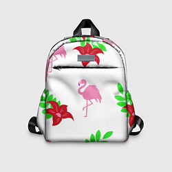 Детский рюкзак Розовый фламинго с цветами, цвет: 3D-принт