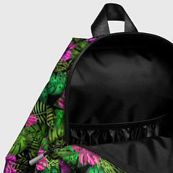 Детский рюкзак Тропические листья и цветы на черном фоне, цвет: 3D-принт — фото 2