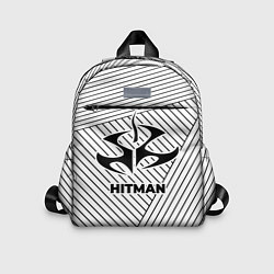 Детский рюкзак Символ Hitman на светлом фоне с полосами, цвет: 3D-принт