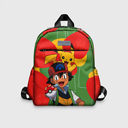 Детский рюкзак Эш Кетчум на ярком фоне, цвет: 3D-принт