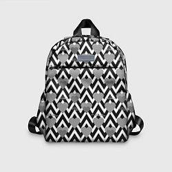 Детский рюкзак Черно белый узор зигзаг с сердцами и надписями Люб, цвет: 3D-принт