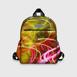 Детский рюкзак Неоновые линии и фонари - Жёлтый, цвет: 3D-принт