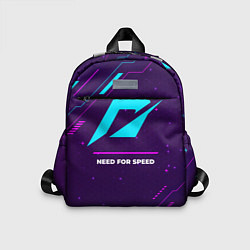 Детский рюкзак Символ Need for Speed в неоновых цветах на темном, цвет: 3D-принт