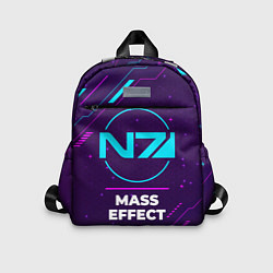 Детский рюкзак Символ Mass Effect в неоновых цветах на темном фон, цвет: 3D-принт