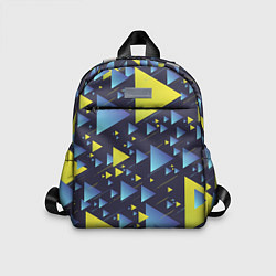 Детский рюкзак Абстракция Из Жёлтых и Синих Треугольников На Тёмн, цвет: 3D-принт