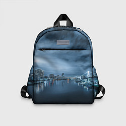 Детский рюкзак Неоновый город вдалеке и небо - Синий, цвет: 3D-принт