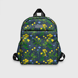 Детский рюкзак Одуванчики и другие полевые цветы - ботанический п, цвет: 3D-принт