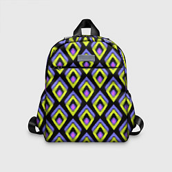 Детский рюкзак Yellow-pink rhombuses on black, цвет: 3D-принт