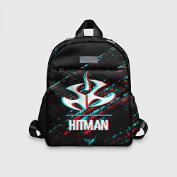 Детский рюкзак Hitman в стиле Glitch и Баги Графики на темном фон, цвет: 3D-принт