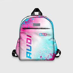 Детский рюкзак Audi neon gradient style: символ и надпись вертика, цвет: 3D-принт