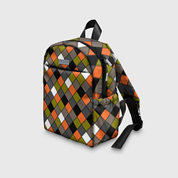 Детский рюкзак Геометрический узор в коричнево-оливковых тонах, цвет: 3D-принт — фото 2