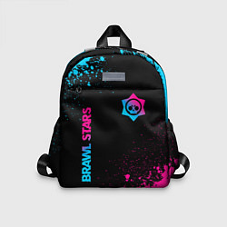 Детский рюкзак Brawl Stars - neon gradient: символ и надпись верт, цвет: 3D-принт