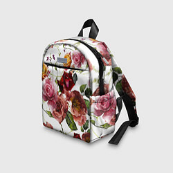 Детский рюкзак Цветы Нарисованные Красные и Розовые Розы, цвет: 3D-принт — фото 2