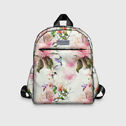 Детский рюкзак Цветы Нарисованные Магнолии и Разноцветные Птицы