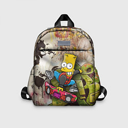 Детский рюкзак Скейтбордист Барт Симпсон на фоне граффити, цвет: 3D-принт