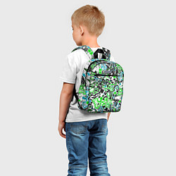 Детский рюкзак Зелено-голубой абстрактный узор, цвет: 3D-принт — фото 2