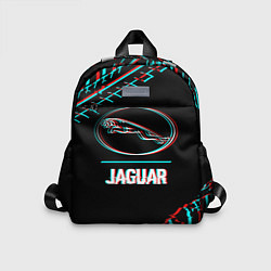 Детский рюкзак Значок Jaguar в стиле glitch на темном фоне, цвет: 3D-принт