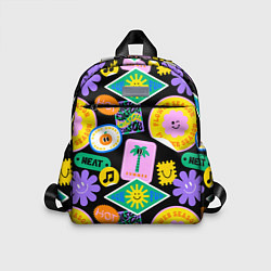 Детский рюкзак Летние наклейки pop-art паттерн, цвет: 3D-принт