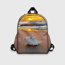 Детский рюкзак Ракушка на песочном берегу тихого океана, цвет: 3D-принт