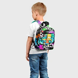 Детский рюкзак Барт Симпсон - центр-форвард на фоне граффити, цвет: 3D-принт — фото 2